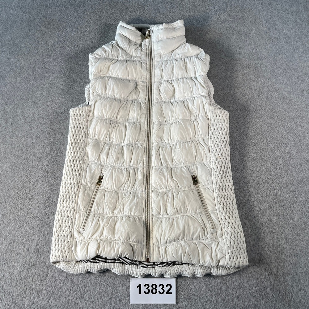 Calvin Klein Performance Puffer Vest Womens Medium Beige Down Winter Full Zip